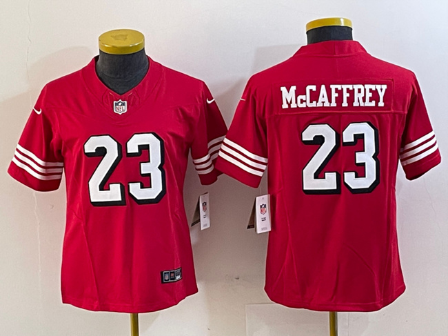 Women's San Francisco 49ers #23 Christian McCaffrey New Red 2023 F.U.S.E. Vapor Untouchable Limited Stitched Jersey(Run Small) Women's San Francisco 49ers #23 Christian McCaffrey New Red 2023 F.U.S.E. Vapor Untouchable Limited Stitched Jersey(Run Small)